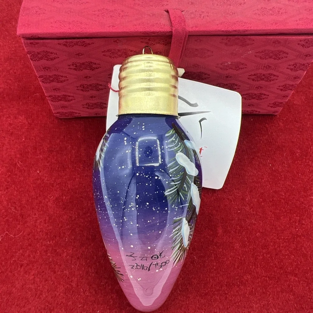 Christmas‎ ornament  INSIDE ART BY FIGI ROBIN BIRD LIGHT BULB ORIGINAL BOX